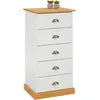 Image de IDIMEX Chiffonnier Paris L 48 cm en pin Massif Blanc et Brun 5 tiroirs Commode Petit Meuble de Rangement Haut pour Chambre ou Salle de Bain 48 x 95 x 39 cm