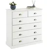 Image de IDIMEX Commode Chambre Paris L 91 cm en Bois Massif Blanc avec 6 tiroirs, Meuble de Rangement Adulte lasuré avec poignées Coquille en métal Style Maison de Campagne