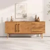 Image de IDIMEX Buffet TECCA L 170 cm 2 Portes 3 Tiroirs en Bois Massif Coloris Chêne avec Étagères Réglables, Deux Compartiments Vaisselier Bahut en Bois