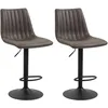 Image de CARO-Möbel Lot de 2 tabourets de Bar VENEZA Chaise Haute réglable en Hauteur, Dossier Droit avec revêtement en Tissu suédine de Coloris Gris