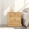 Image de IDIMEX Table de Chevet Veneta H 42 cm 2 Tiroirs en Bois Massif Coloris Naturel avec Poignées en Métal, Meuble de Rangement Table de Nuit en Bois Compacte