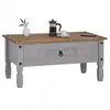 Image de IDIMEX Table Basse Ramon Table d'appoint rectangulaire en pin Massif Gris et Brun avec 1 tiroir, Meuble de Salon Style Mexicain en Bois dim 95 x 45 x 50 cm