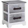 Image de IDIMEX Table de Chevet Salerno Table de Nuit 2 tiroirs en Bois de Paulownia Style Shabby Chic Vintage Vieilli Gris Blanc