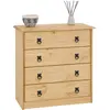 Image de IDIMEX Commode Barrio 4 Grands tiroirs Buffet bahut vaisselier en Bois Style Mexicain, en pin Massif à la Finition teintée et cirée