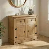 Image de IDIMEX Buffet Salsa Commode bahut vaisselier en Bois Style Mexicain avec 2 Portes battantes et 2 tiroirs, en pin Massif Finition teintée/cirée