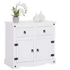 Image de IDIMEX Buffet Salle à Manger Rural L 87 cm en Bois Massif Blanc avec 2 tiroirs et 2 Portes Commode bahut vaisselier, Meuble de Rangement Style Mexicain et compagne 87 x 76 x 40 cm