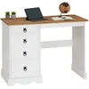Image de IDIMEX Bureau Campo en Bois Massif L 105 cm avec 4 tiroirs Coloris Blanc, Bureau avec Rangement intégré Style Campagne