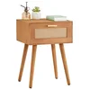 Image de IDIMEX Table de Chevet Kiran 1 tiroir, Table de Nuit Design Vintage en Bois Brun et Lin