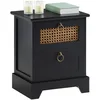 Image de IDIMEX Table de Chevet Padma 2 tiroirs, Table de Nuit Design Vintage en Bois lasuré Noir et cannage en rotin