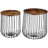 Image de IDIMEX Lot de 2 Tables d'appoint ERRANO Tables à café Tables Basses Rondes Bouts de canapé desgn Vintage Industriel, ragement Panier en métal avec Plateau Amovible en MDF décor Old Style