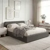 Image de IDIMEX Lit Double BELARTI 140x190 cm rembourré, Revêtement en Tissu Gris foncé, Lit Style Moderne pour 2 Personnes, Cadre de lit en Bois avec sommier Inclus