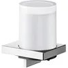 Image de KEUCO Edition 90 Square Distributeur de Savon Liquide avec gobelet en Verre Mat, 180 ML, métal chromé, Made in Germany, Rechargeable, avec vis et Chevilles, Distributeur de Lotion pour percer