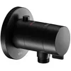 Image de KEUCO IXMO Mitigeur thermostatique de douche encastré avec raccord de flexible, rosace ronde, 59554370001, Couleur: Noir Mat