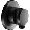 Image de Keuco Raccord de tuyau IXMO noir mat, avec support de douche, rosace ronde