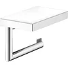 Image de KEUCO REVA Porte-Papier Toilette, Forme Ouverte, avec Etagère, métal chromé, Fabriqué en Allemagne, pivotant, avec vis et Chevilles, Porte-Papier hygiénique pour percer