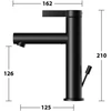 Image de Keuco Mitigeur lavabo 130 IXMO Pure A 125 mm, avec garniture vidage, rosace ronde, noir mat