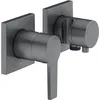 Image de KEUCO EDITION 11 Set mitigeur monocommande encastré pour 2 consommateurs avec raccord de flexible et support de douche, 51151131222, Couleur: chrome noir brossé