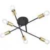 Image de Trio Lighting Plafonnier à six lampes Cross en noir et doré
