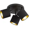 Image de Reality Leuchten Spot pour plafond Tommy, noir/or, Ø 25 cm, 3 lampes, tissu