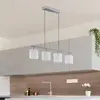 Image de Reality Leuchten Suspension Tommy, nickel/blanc, longueur 75 cm, 4 lampes, tissu