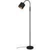 Image de Reality Lampadaire TOMMY R46331079, métal noir mat, abat-jour en tissu noir, doré, exclusif 1x E14