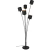 Image de Reality Lampadaire TOMMY R46335979, métal noir mat, abat-jour en tissu noir, doré, exclusif 5x E14