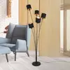 Image de Reality Leuchten Lampadaire Tommy, noir/or, hauteur 163 cm, 5 lampes. Tissu