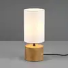 Image de Reality Leuchten Lampe à poser Woody, bois/tissu, cylindre, blanche