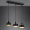 Image de Reality Leuchten Suspension Punch, noire/dorée, trois lampes