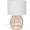 Image de Reality, Lampe de table, Rike 1xE27, max.40,0 W Tissu, Blanc, Corps: Maillage rotin, naturel Ø:25,0cm, H:38,0cm Interrupteur de cordon,IP20,Sans illuminant, Finition Naturelle