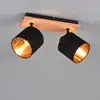 Image de Reality Leuchten Spot pour plafond Tommy, bois/noir/or, longueur 30 cm, à 2 lampes.