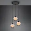 Image de Reality Leuchten Suspension Borka, à trois lampes, ronde, naturelle