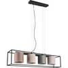 Image de TRIO Suspension Ross 303100417, métal noir mat, abat-jour beige/gris/marron, sauf 4x E27
