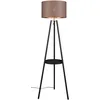 Image de Reality Leuchten Lampadaire Colette R41561032, métal noir mat, abat-jour taupe/doré, excl. 1x E27