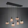 Image de Trio Lighting Suspension Lumina, 6 lampes, noir/ambre, verre