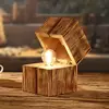Image de Trio Lighting Lampe à poser Treasure, naturel, bois, pliable