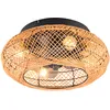 Image de Reality Leuchten Fan LILLESAND R67302126, noir mat/marron, 15W, 4x E27, télécommande incluse