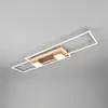 Image de Trio Lighting Plafonnier LED Albany, brun, 100 x 28 cm, aluminium, CCT à intensité variable