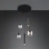 Image de Trio Lighting Suspension Mataro, chrome/noir, Ø 55 cm 5 lampes verre/métal