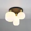 Image de Trio Lighting Plafonnier Diva, à 3 lampes, métal, verre, blanc, laiton