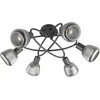 Image de Trio Leuchten Plafonnier TARIFA 662800632, Métal Noir mat, Verre Chrome Vaporisé, excl. 6x E14