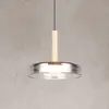 Image de Trio Lighting Suspension LED Celeste, chrome/bois, Ø 22 cm, verre, intensité variable