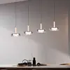 Image de Trio Lighting Suspension LED Celeste chrome/bois 115 cm à 4 lampes. verre à intensité variable