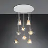 Image de Trio Lighting Suspension Aldea, Ø 60 cm, blanc/ambre/chrome, verre, à 8 lampes.