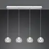 Image de Trio Lighting Suspension LED Flynt, longueur 97 cm, métal chromé, à 4 lampes.