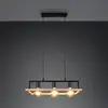 Image de Reality Leuchten Suspension Bano, bois/noir, longueur 58 cm, métal, à 3 lampes.
