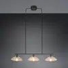 Image de Reality Leuchten Suspension Eluna, ambre/noir, 100 cm, verre/métal, à 3 lampes.