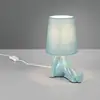 Image de Reality Leuchten Lampe à poser Huma, bleue, hauteur 25 cm, textile/céramique, E14