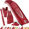 Image de Coupe-Légumes Börner V5 (Plus Set)   Mandoline en V Réglable + Accessoires Supplémentaires + Éplucheur   Avec Lame en V en Acier Inoxydable   Pour Tranches, Bâtonnets, Dés   Rouge