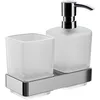 Image de EMCO loft 53100100 Distributeur de Savon avec gobelet à Brosse à Dents (tête de Pompe chromée, récipient en Verre Cristal satiné, Hauteur 159 mm, Largeur 155 mm), Verre, Normal